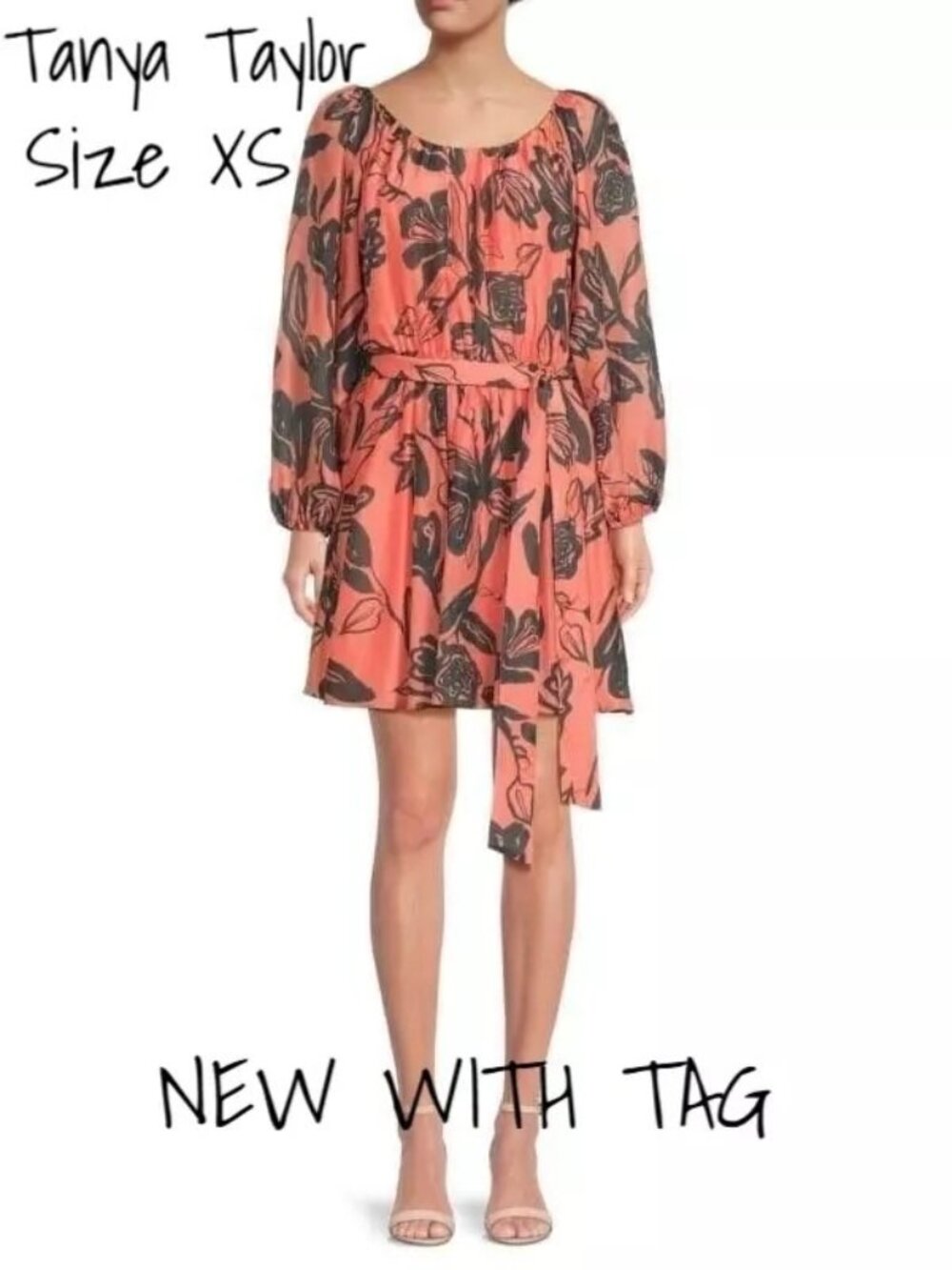 Tanya Taylor Shay Floral Belted  Mini Dress Size XS New With Tag